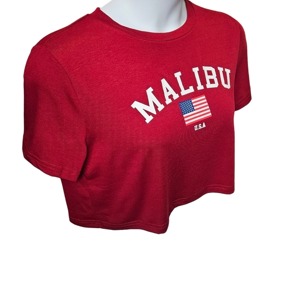 ROMWE Red Crop Top Short Sleeve - Picture 4 of 15